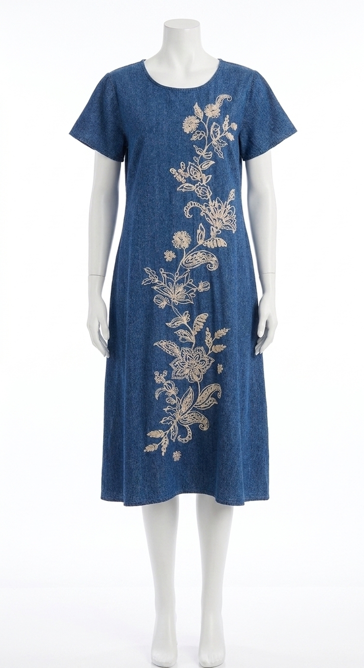 NEW JOHNNY WAS flutter sleeve knit dress in denim